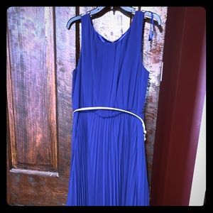 Long gown. Royal blue silver belt.